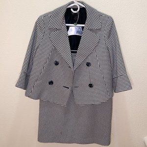 Stanley Blacker Houndstooth Skirt Suit Set Size 8P